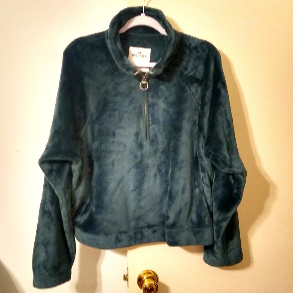 Newer Hollister Half-Zip Forest Green Fleece (Size: Large)